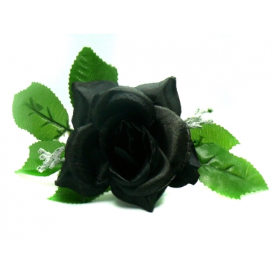 Róża w pąku - główka z liściem Black